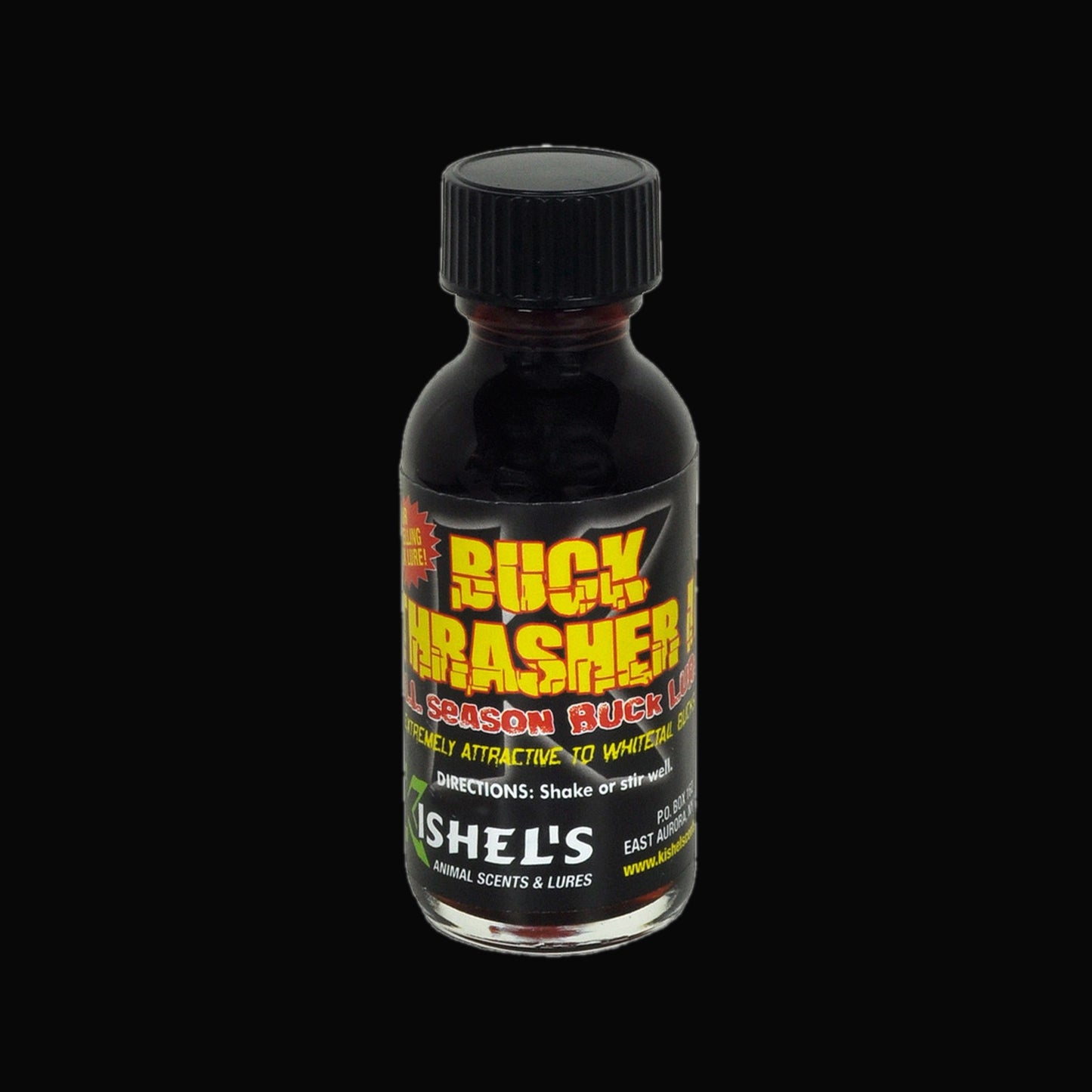 Buck Thrasher II product on black background for Killer White Tail Scents
