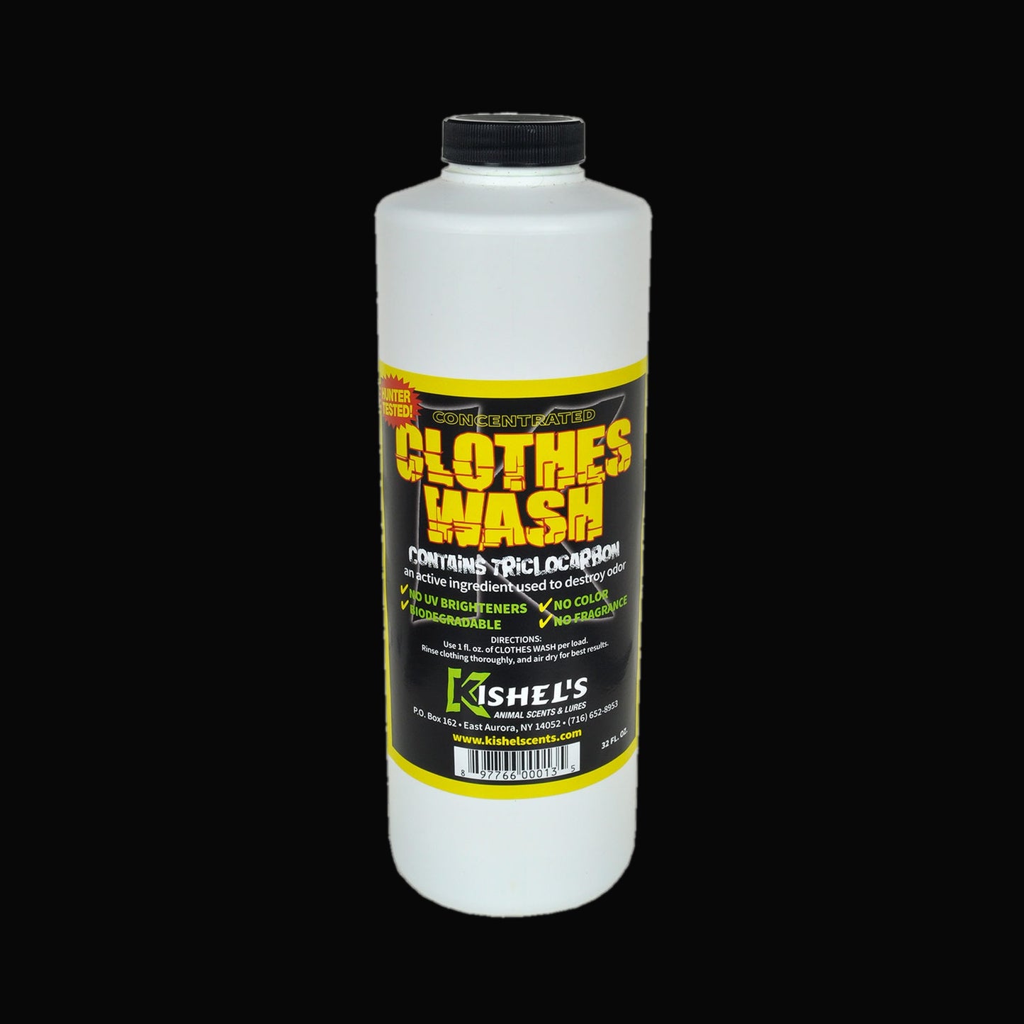Clothes Wash product on black background for Killer White Tail Scents