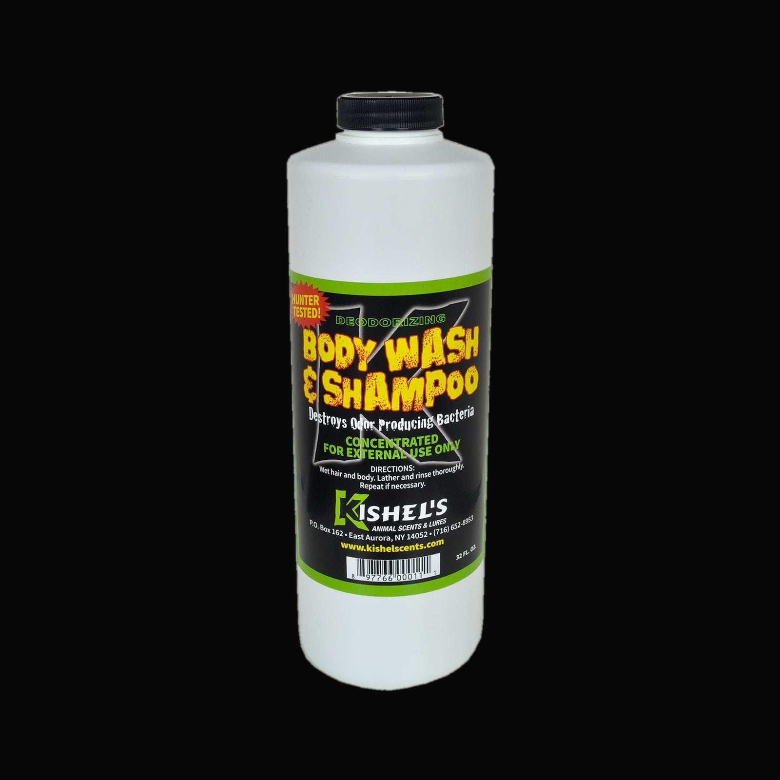 Body Wash product on black background for Killer White Tail Scents