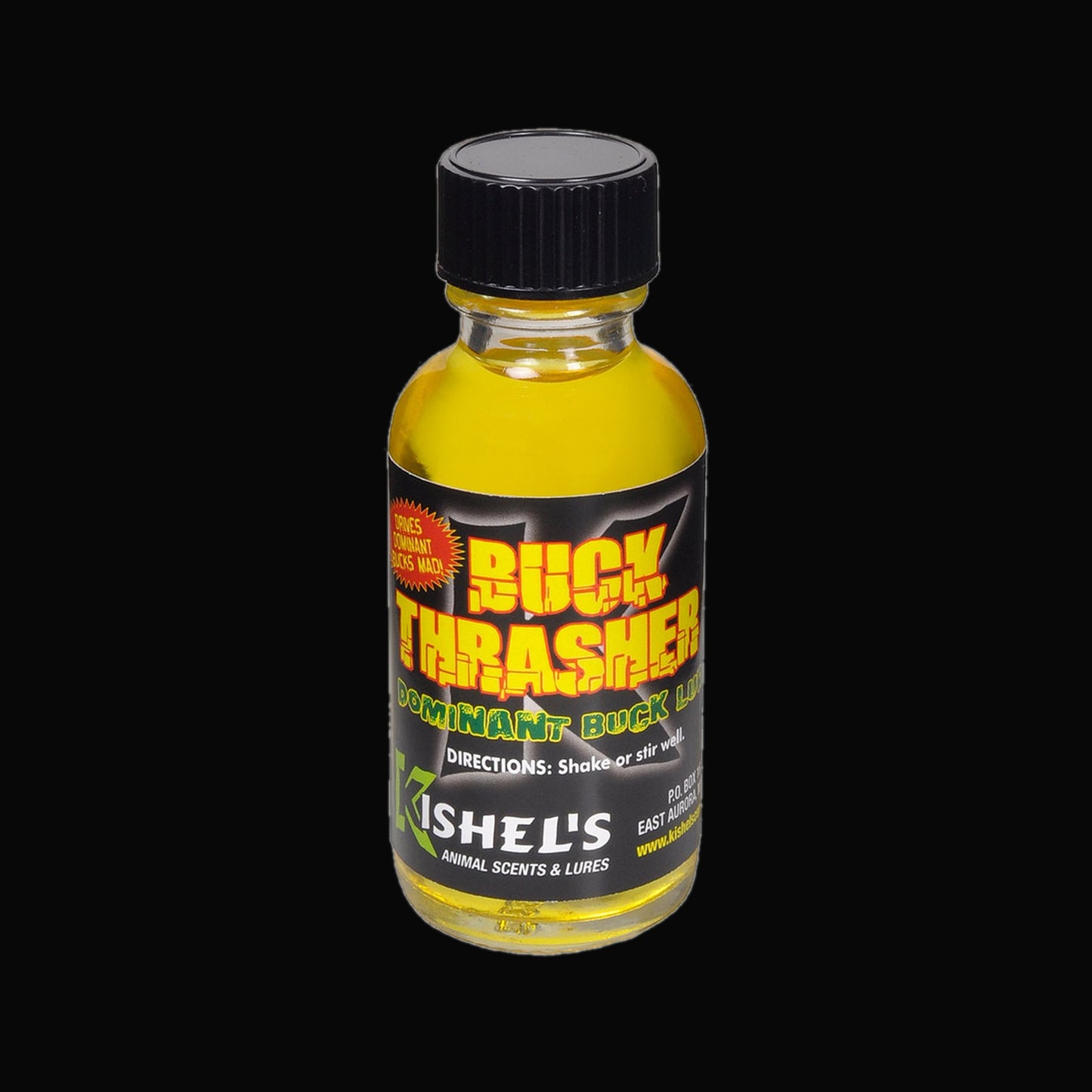 Buck Thrasher I product on black background for Killer White Tail Scents