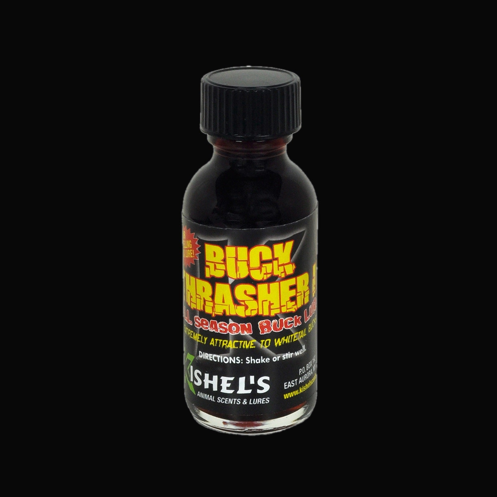 Buck Thrasher II product on black background for Killer White Tail Scents