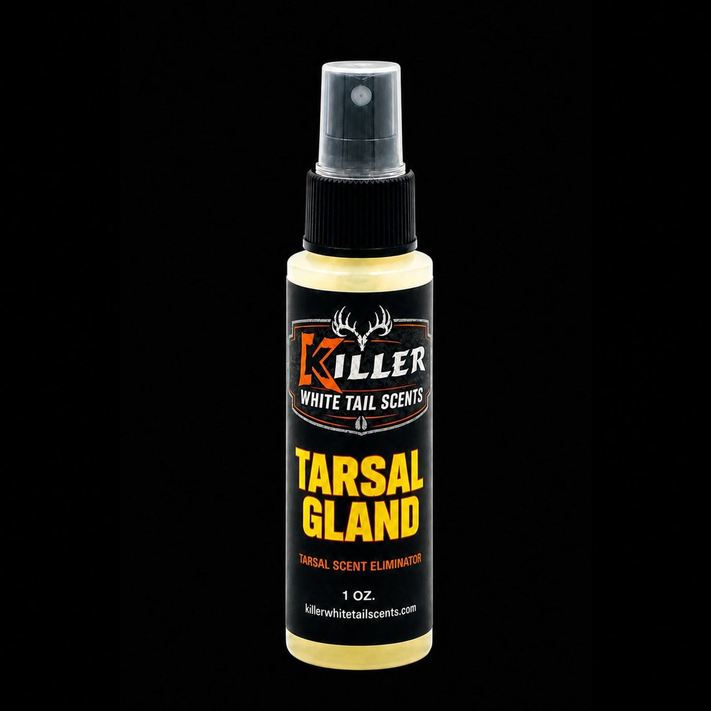 Tarsal Musk product on black background for Killer Whitetail Scents